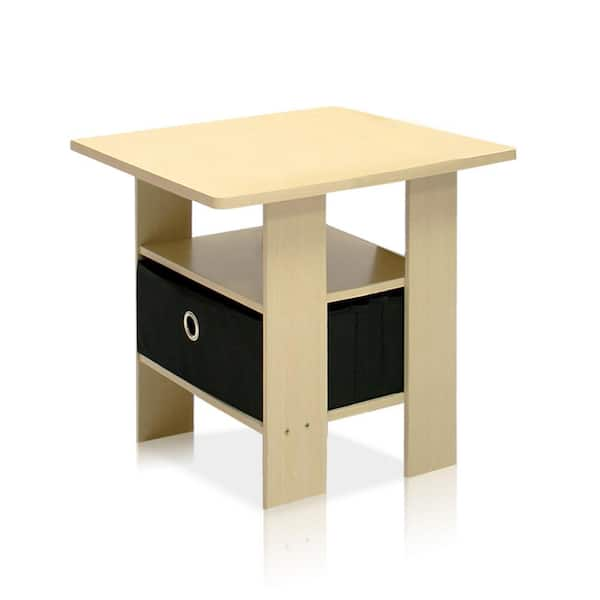 Furinno Steam Beech and Black Storage End Table