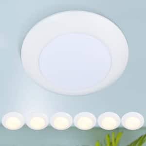 11 in. White Dimmable 20-Watt Selectable Integrated LED Flush Mount Ceiling Light Disk Light Trim Kit (6-Pack)