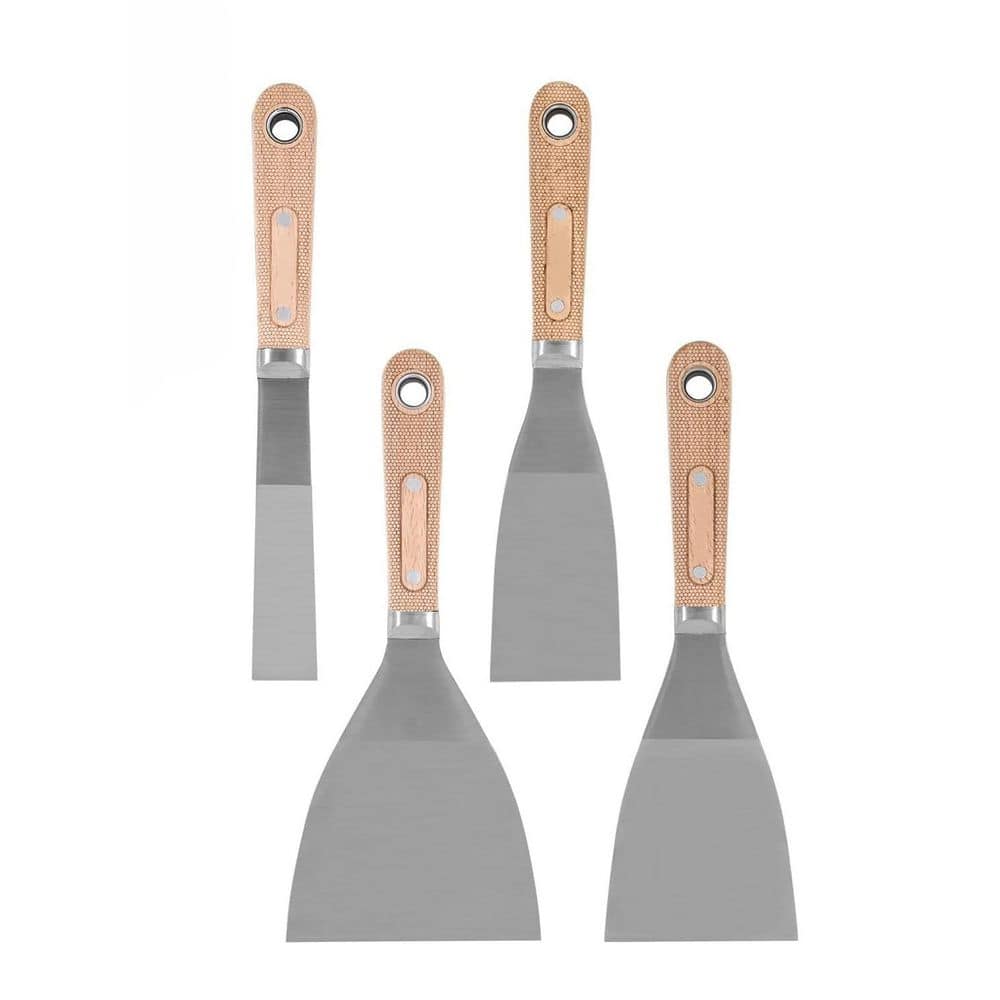 1 2 3 4 Stainless Steel Joint Taping Knife with Wood Handle for Scraping Drywall Repairs Spreading 4PC Set price history on PriceWatchPro