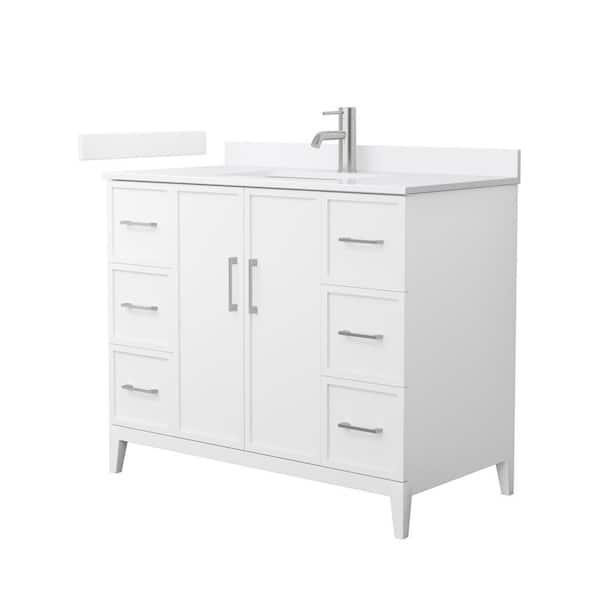 Wyndham Collection Elan 42 in. W x 22 in. D x 35 in. H Single Bath Vanity in White with White Cultured Marble Top