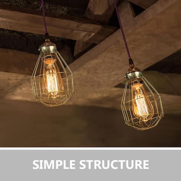 BIBIVIS Metal Lamp Bulb Guard, Vintage Style Iron Wired Light Bulb