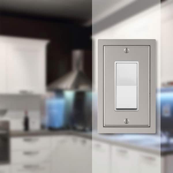 Shaker Satin Nickel Single Decorator/Rocker Metal Wall Plate