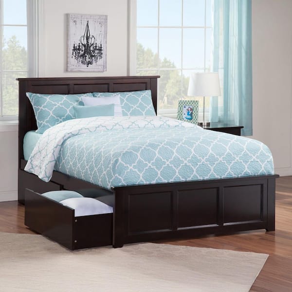 AFI Madison Full Platform Bed with Matching Foot Board with 2-Urban Bed Drawers in Espresso