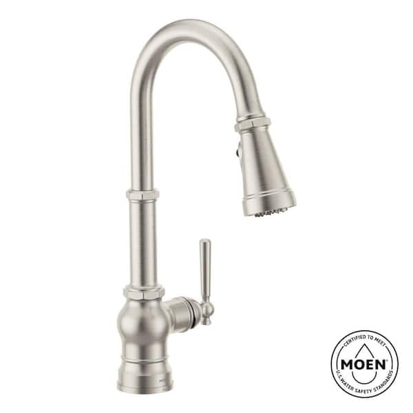 MOEN Paterson Single Handle Pull-Down Sprayer Kitchen Faucet with Optional 3- in -1 Water Filtration in Spot Resist Stainless