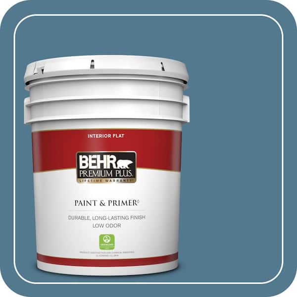 BEHR PREMIUM PLUS 5 gal. #PPU14-03 Cayman Bay Flat Low Odor Interior Paint & Primer