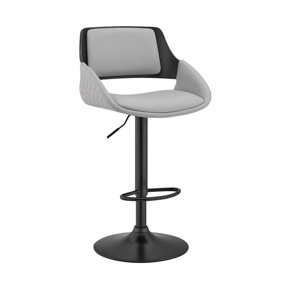 Colby 25-43in. Adjustable Height High Back Grey Faux Leather and Black Fini