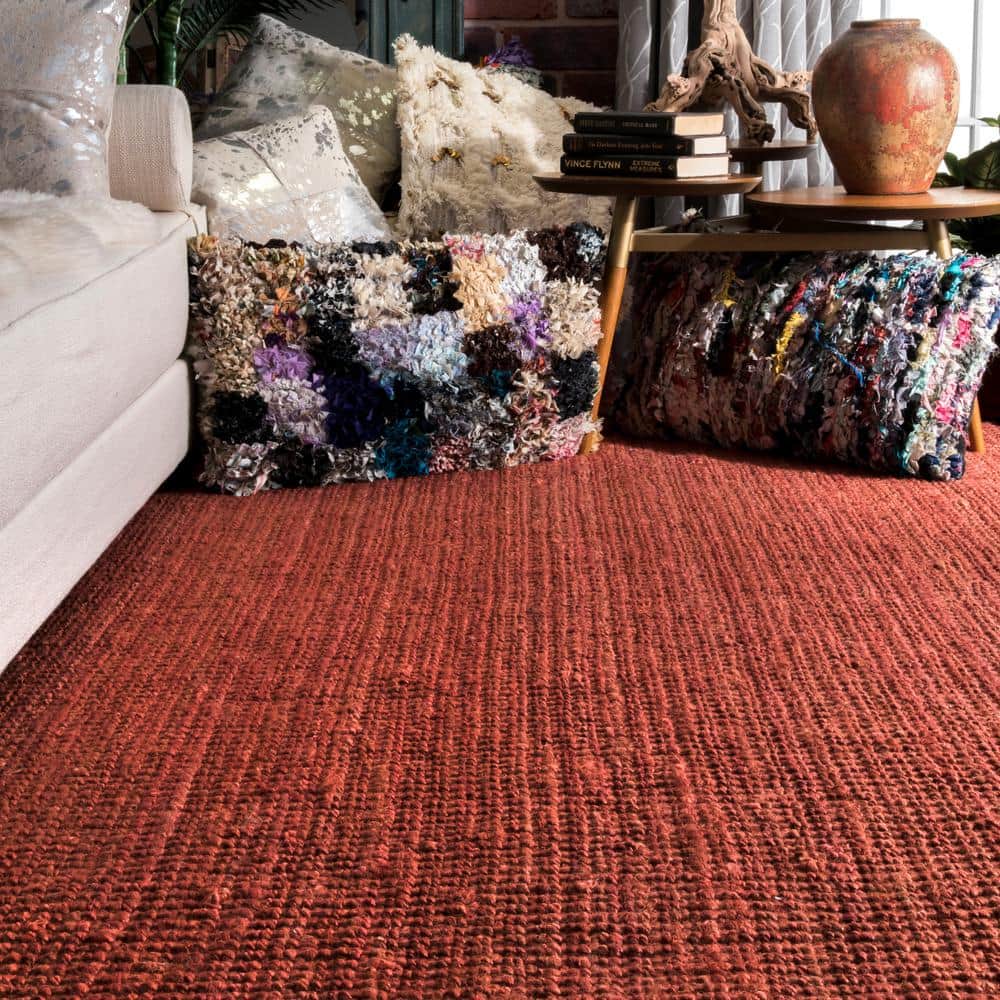 Terracotta Braided Jute 4' x 6' Handmade Area Rug