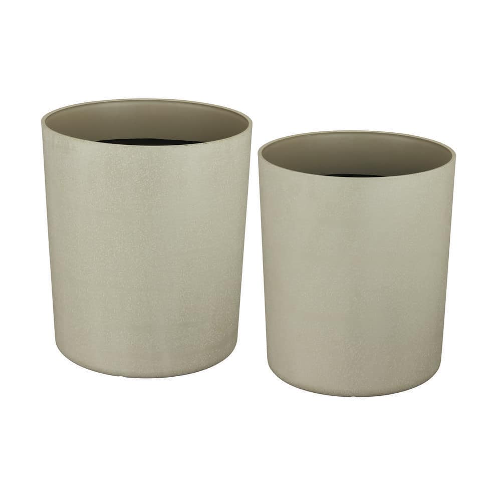 13 in. D x 15 in. H and 16 in. D x 18.3 in. H Harbor Gray Resin Planter - Nested Set