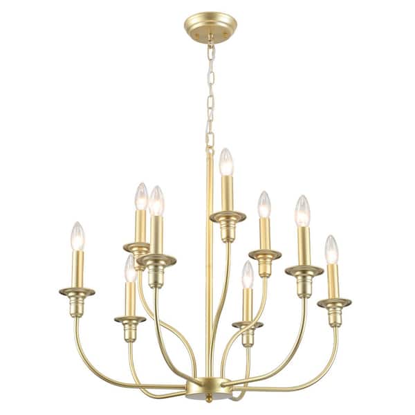 ADSENSTY 9-Light Gold Transitional Candle Style Chandelier for Living Room Ceiling Lamp