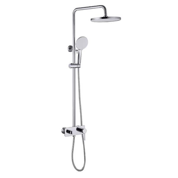 FLG Single Handle 3-Spray Tub and Shower Faucet 1.8 GPM Wall Mount Exposed Shower System in. Polished Chrome Valve Included