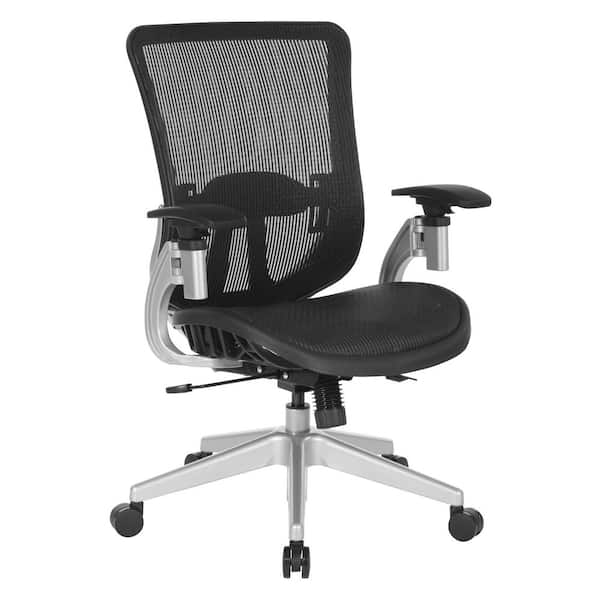 Office Star Products Work Smart Ventilated Seating Series Executive  Manager's Mesh Chair In Black with Nylon Base EM98910-3 - The Home Depot