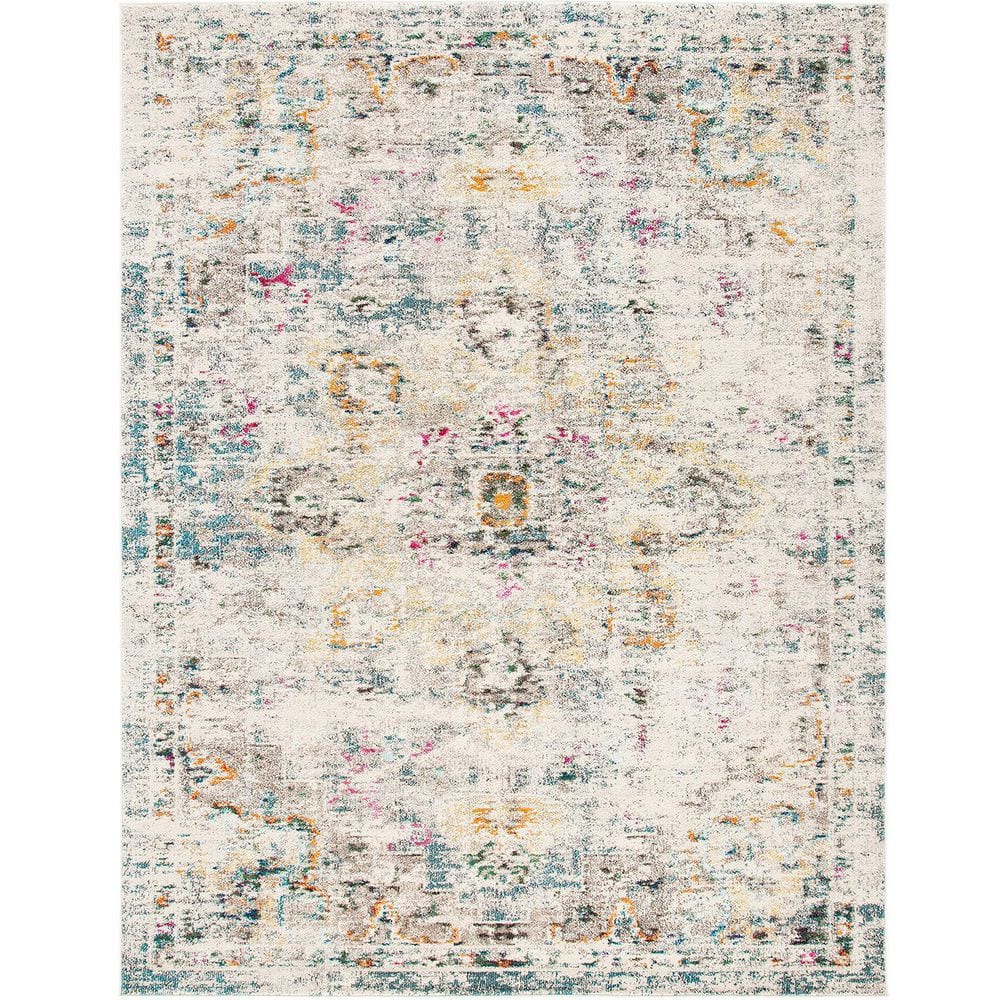 Multi-Colored Polypropylene 6 ft. x 9 ft. Oriental Indoor Area Rug