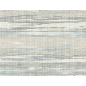 Waves Grey and Soft Bleu Paper Non-Pasted Strippable Wallpaper Roll (Cover 60.75 sq. ft.)