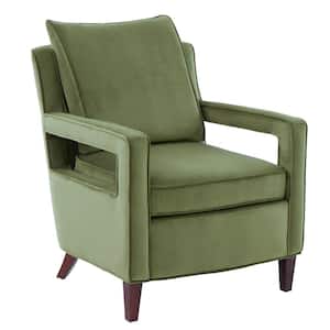 Questa Green Velvet Hollow Arm Accent Chair