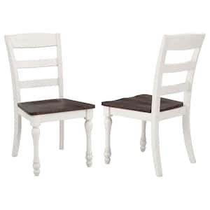 Madelyn Dark Cocoa and Coastal White Ladder Back Side Chairs Set of 2