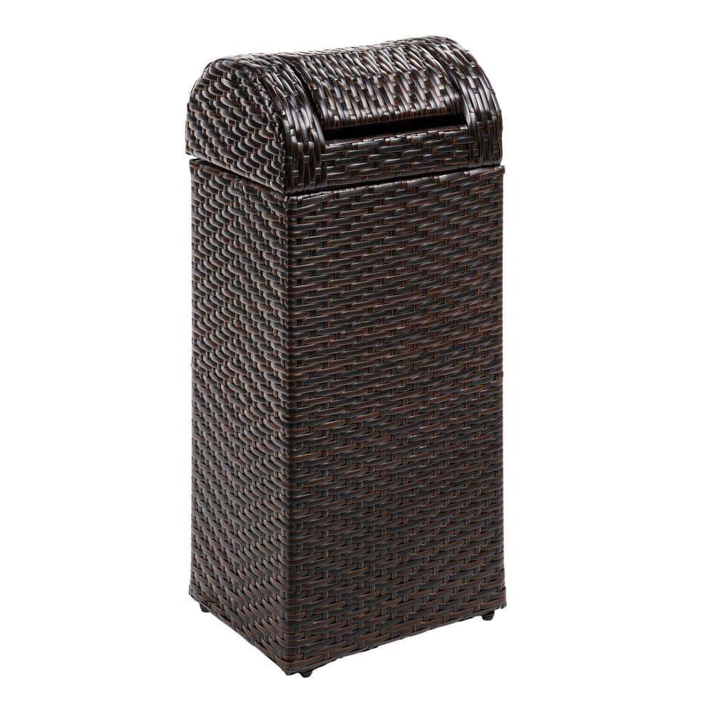 Darla 14.27 Gal. All-Weather Wicker/Metal Swing Top Lid Hideaway Outdoor Trash Can, Brown price history on PriceWatchPro