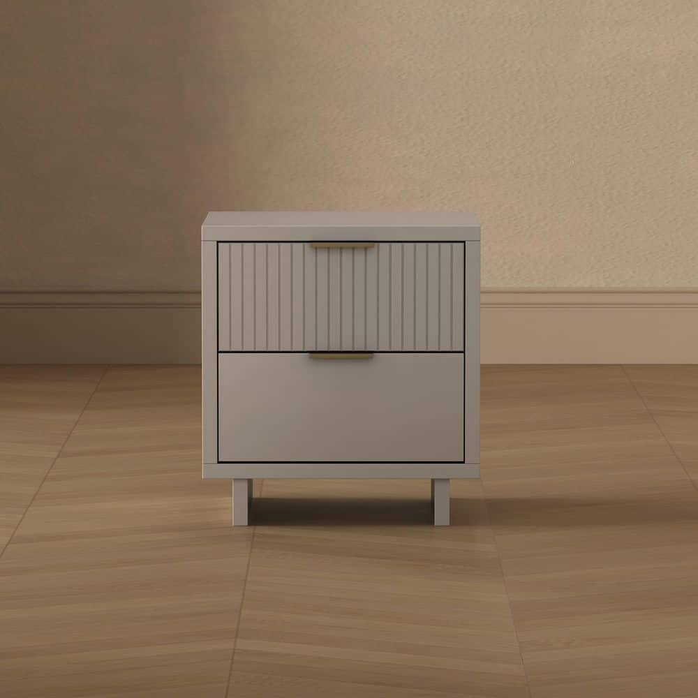 Elara Contemporary Light Gray 2-Drawer 18.1 in. W Solid Wood Nightstand