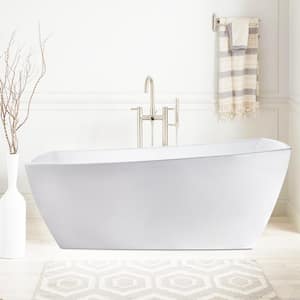 Sorgue 67 in. Acrylic Flatbottom Freestanding Bathtub in White