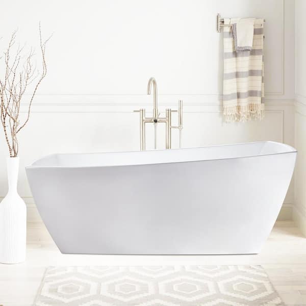 Vanity Art Sorgue 67 in. Acrylic Flatbottom Freestanding Bathtub in White
