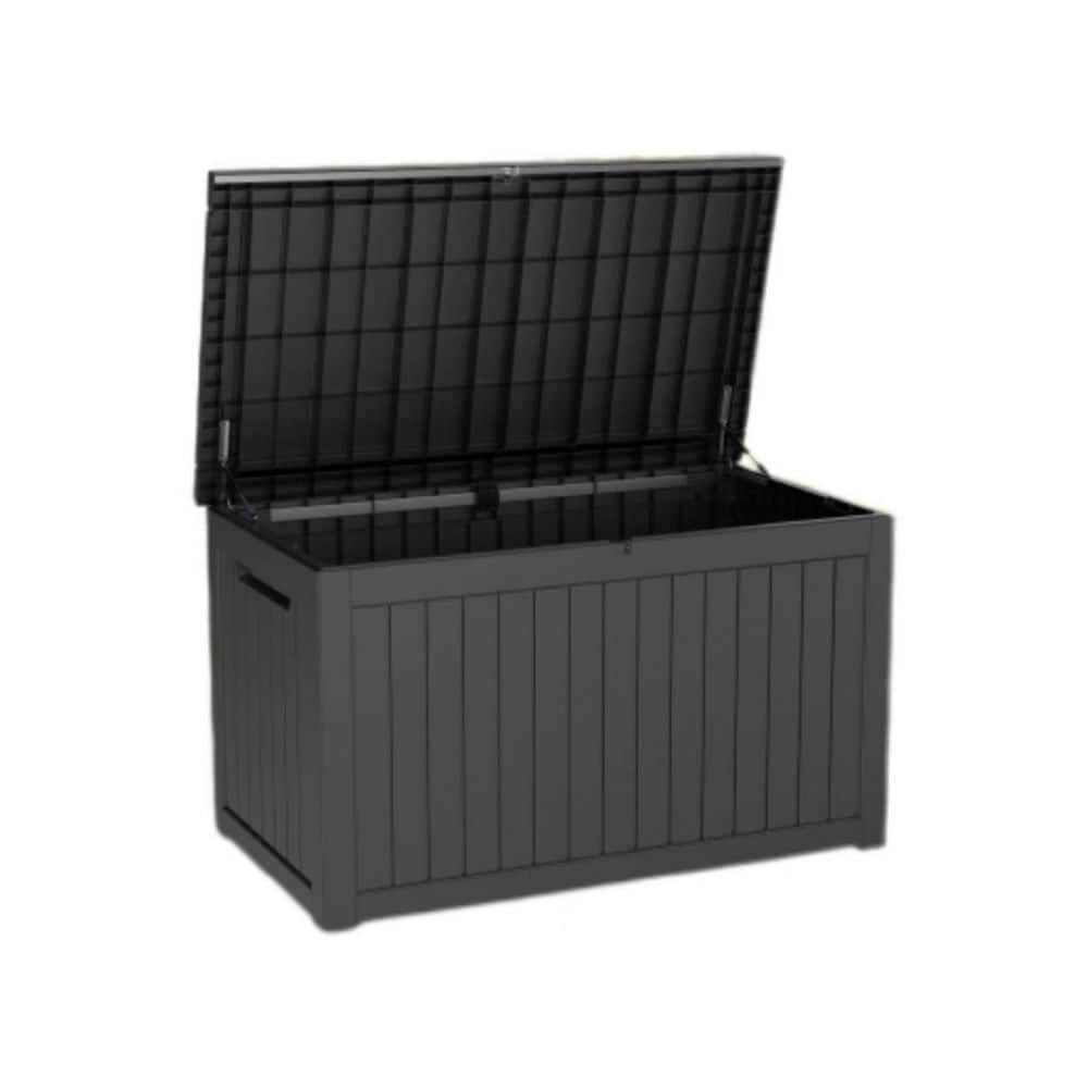32 in. W x 58 in. D x 34 in. H Black Resin Large Outdoor Storage Cabinet, W