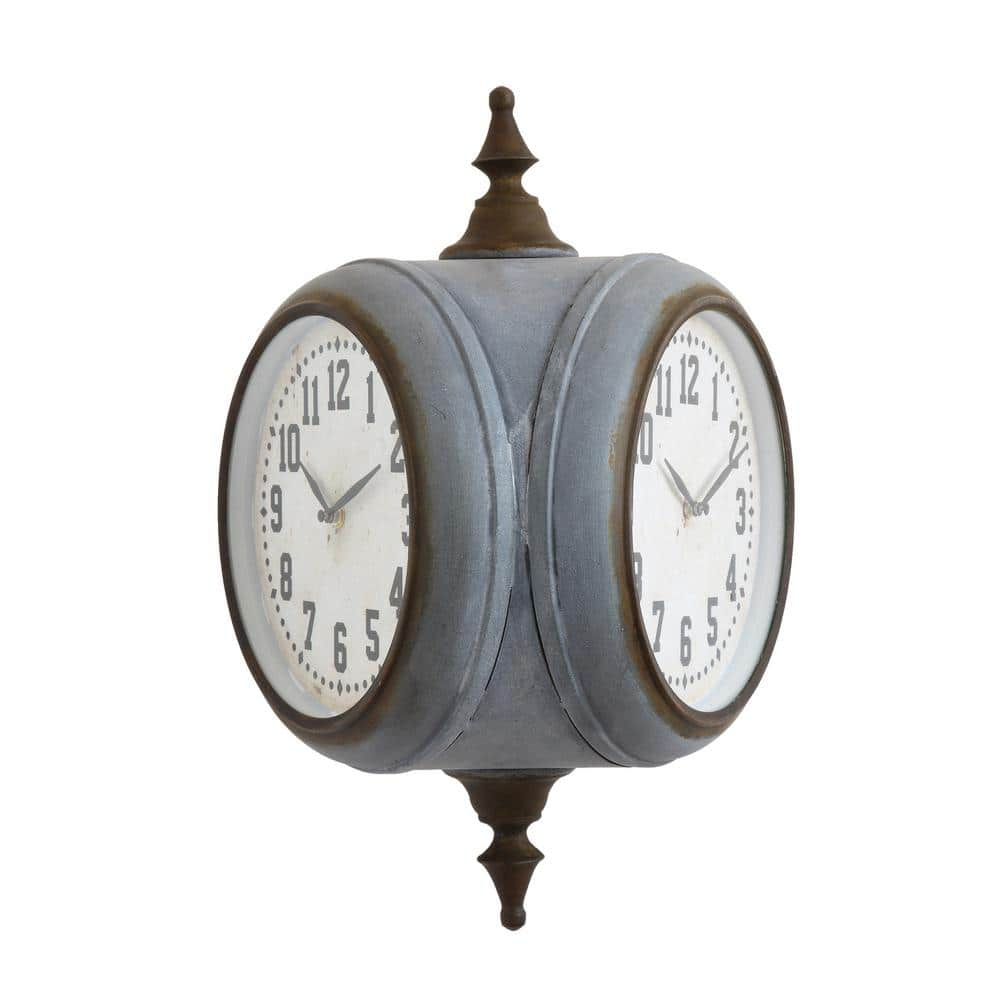 UPC 191009061274 product image for Distressed Gray Analog Metal Double Sided Wall Clock | upcitemdb.com