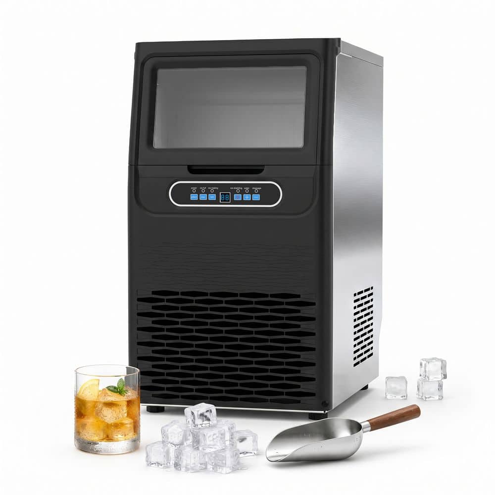 13. 78in Commercial Ice Maker 110lbs. /24 H Freestanding Stainless Steel Ice Maker Full Size Cubes with 30 lbs Storage