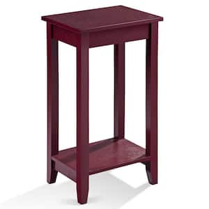11.5 in. Brown 29 in. Wooden Rectangular End Table 2-Tier