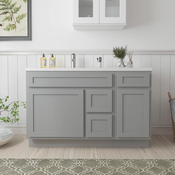 Vanity Art 51 in. W x 21 in. D x 32.5 in. H Bath Vanity Cabinet without Top in Gray
