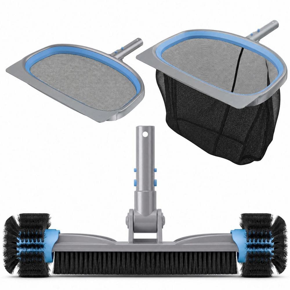 3-Piece Deluxe Pool Cleaning Kit with Brush, Deep Leaf Skimmer Net and Fine Mesh Net, Blue price history on PriceWatchPro