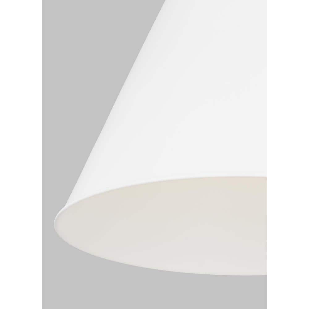 Matte White and Polished Nickel Indoor/Outdoor Cone Pendant Light