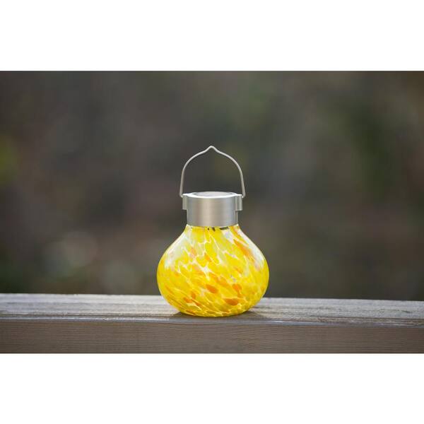 Allsop Outdoor 6 5 In Solar Tea Saffron Integrated Led Handn Glass Table Top Lantern Light 30566 The Home Depot Allsop Outdoor 6 5 In Solar Tea, Allsop Home And Garden Solar Tea Lantern