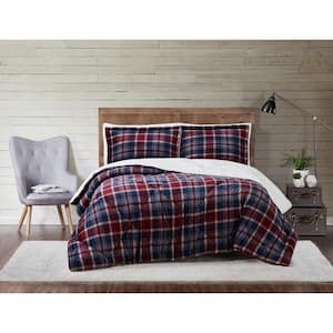 Truly Soft Cuddle Warmth Printed Plaid Blue and Grey King