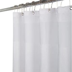 Jacquard Weave White 70 in. x 72 in. Shower Curtain