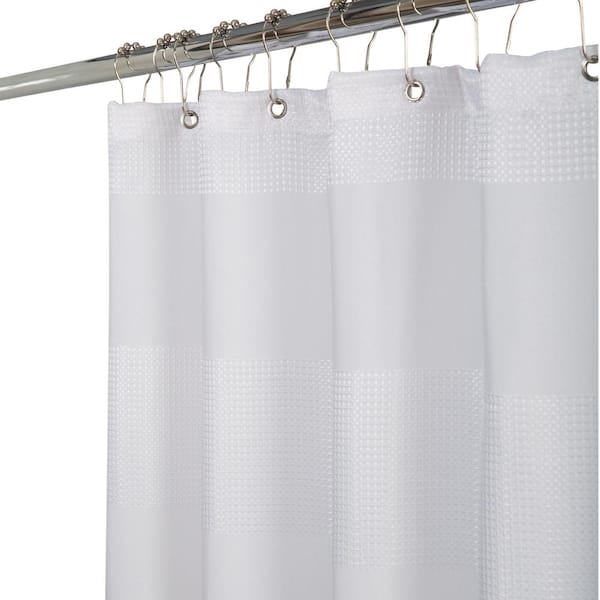 Elle Decor Jacquard Weave White 70 in. x 72 in. Shower Curtain