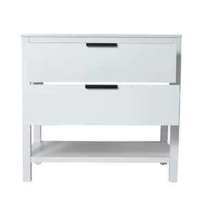 18.3 in. W x 35.9 in. D x 33.5 in. H Freestanding Bath Vanity in White with White Top With 2 Drawers