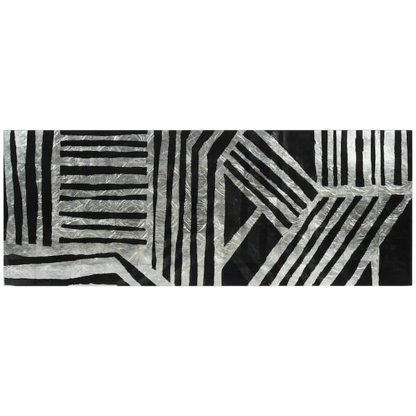 Empire Art Direct Nokomis A Abstract Unframed Reverse Printed on Tempered Glass with Silver Leaf Wall Art 63 in. x 24 in.