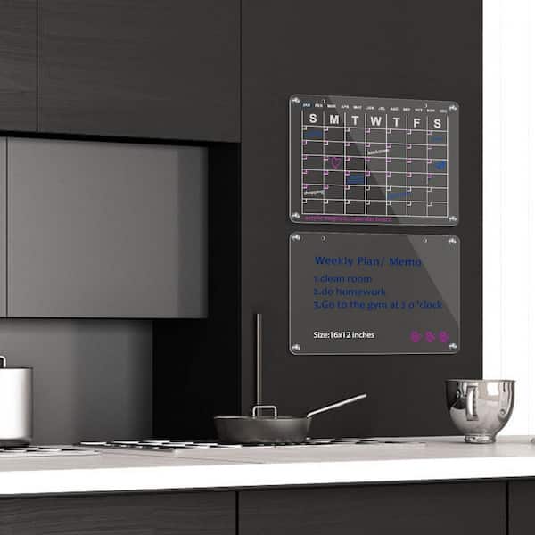 Magnetic Chalkboard Calendar Menu Kitchen White Fridge Whiteboard Acrylic  Clear Weekly Planner Refrigerator Daily