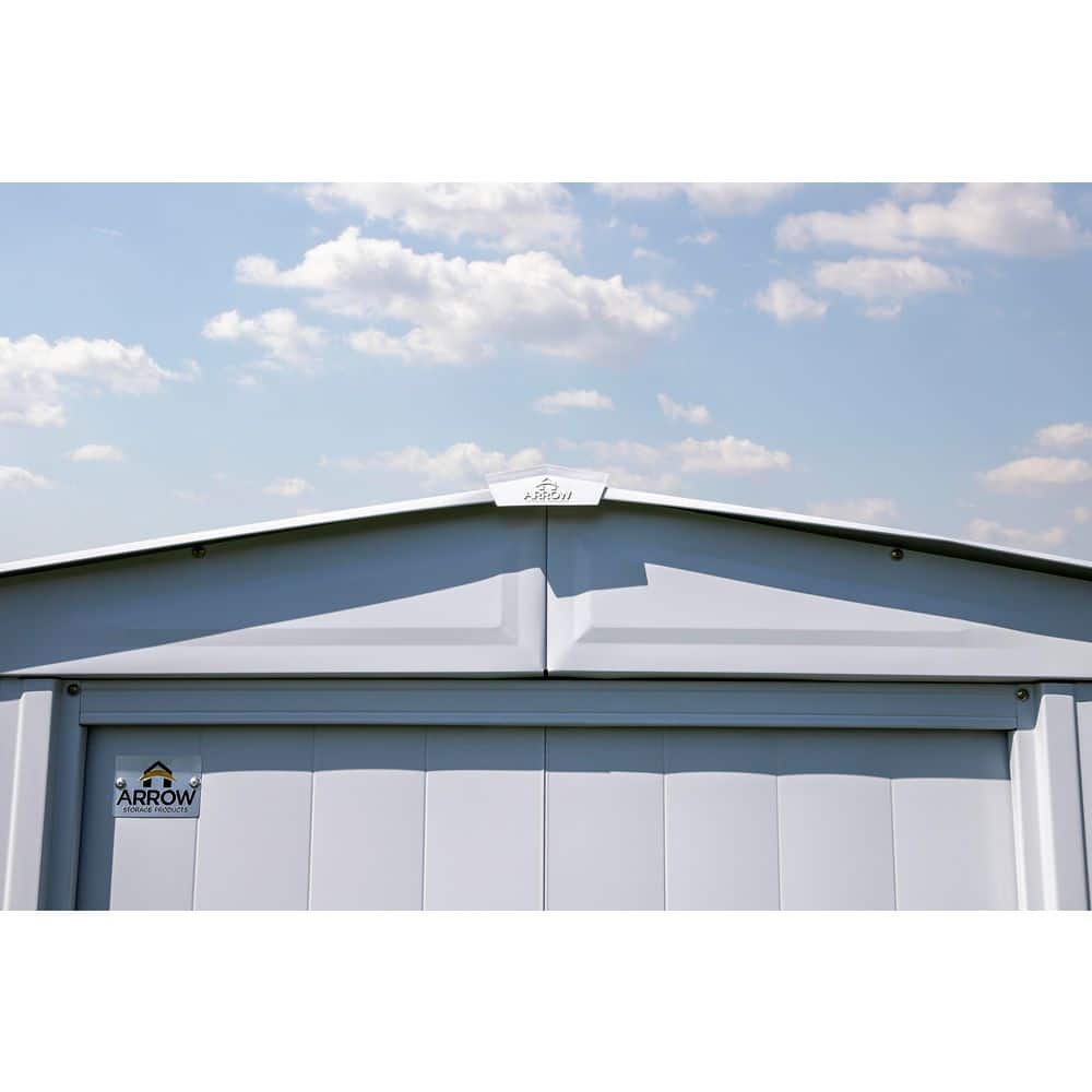 8 ft. x 8 ft. Flute Grey Steel Storage Shed with Sliding Doors