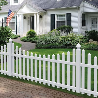 Pro-Series 3.5 ft. H x 8 ft. W White Vinyl Westchester Scalloped Spaced Picket Fence Panel - Unassembled