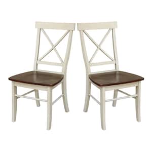 Antique Almond and Espresso Wood X-Back Dining Chair (Set of 2)