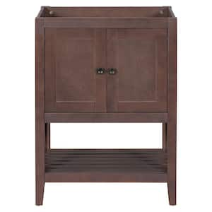 24 in. Bath Vanity Cabinet without Top in Brown with 2-Doors and Open Shelf