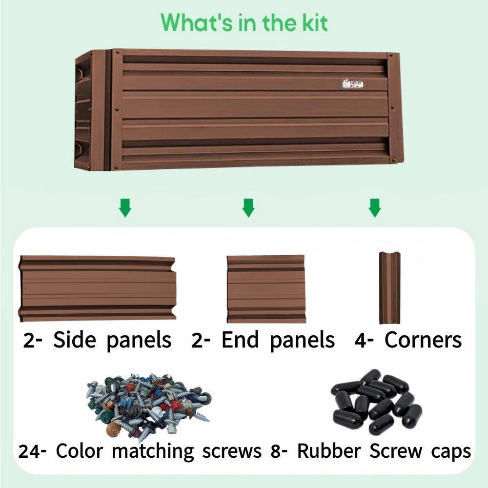 48" Cocoa Brown Rectangular Metal Outdoor Planter Box