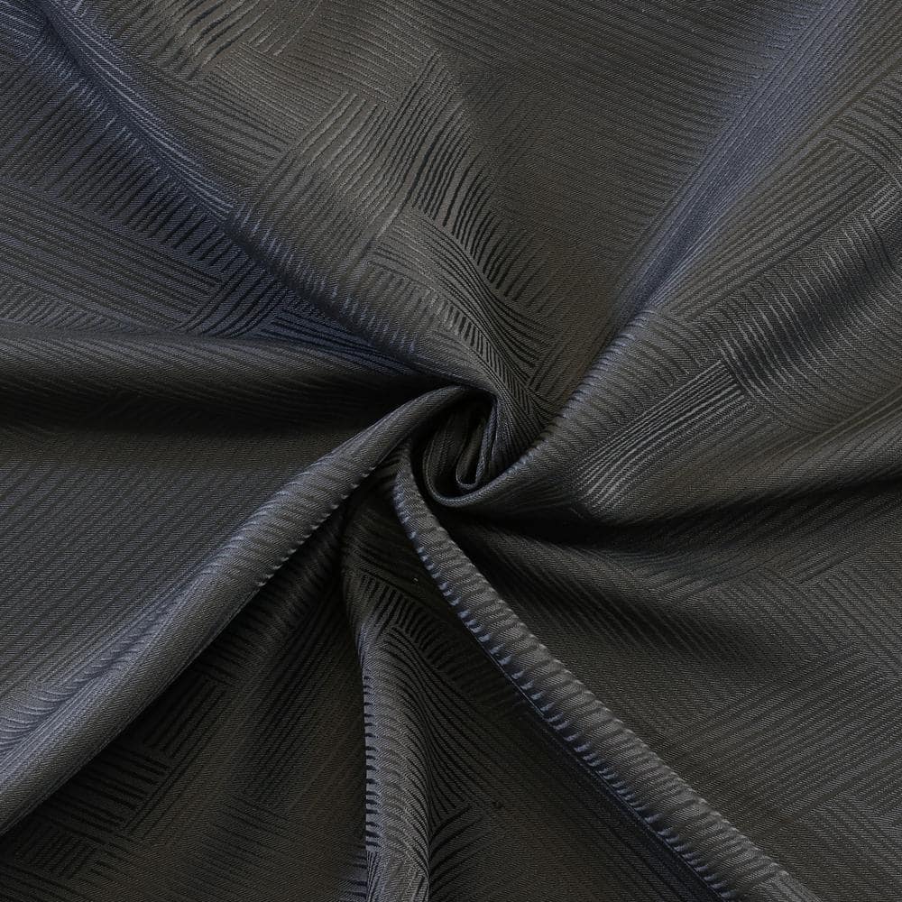 Charcoal Geometric Jacquard Light-Filtering Polyester Grommet Curtain Panel 52" x 84"