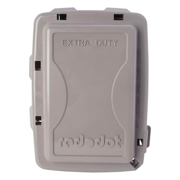 Commercial Electric 1-Gang Extra Duty Non-Metallic While-In-Use Weatherproof Horizontal/Vertical Receptacle Cover with Wasp Guard - Grey