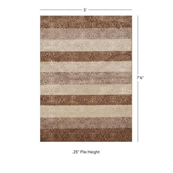 Evolution 5 ft. x 8 ft. Beige Geometric Modern Loomed Polyester Rectangle Indoor Area Rug