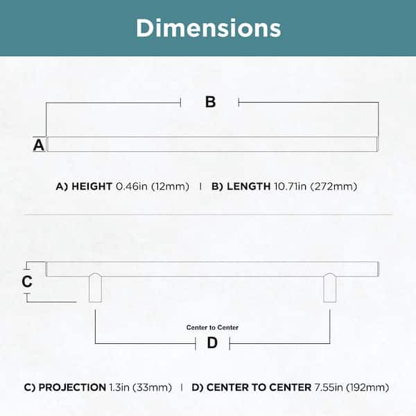 Liberty - Solid Bar 8-13/16 in. (224 mm) Modern Cabinet Drawer Bar Pull in Stainless Steel