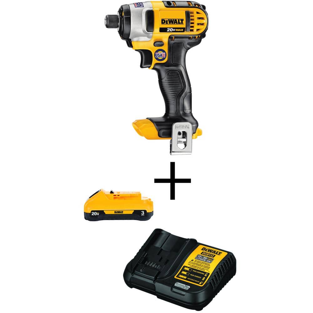 pint nationalsang stamme DEWALT 20V MAX Cordless 1/4 in. Impact Driver with 20V 3.0Ah Battery and  12V to 20V MAX Charger DCF885BW230C - The Home Depot