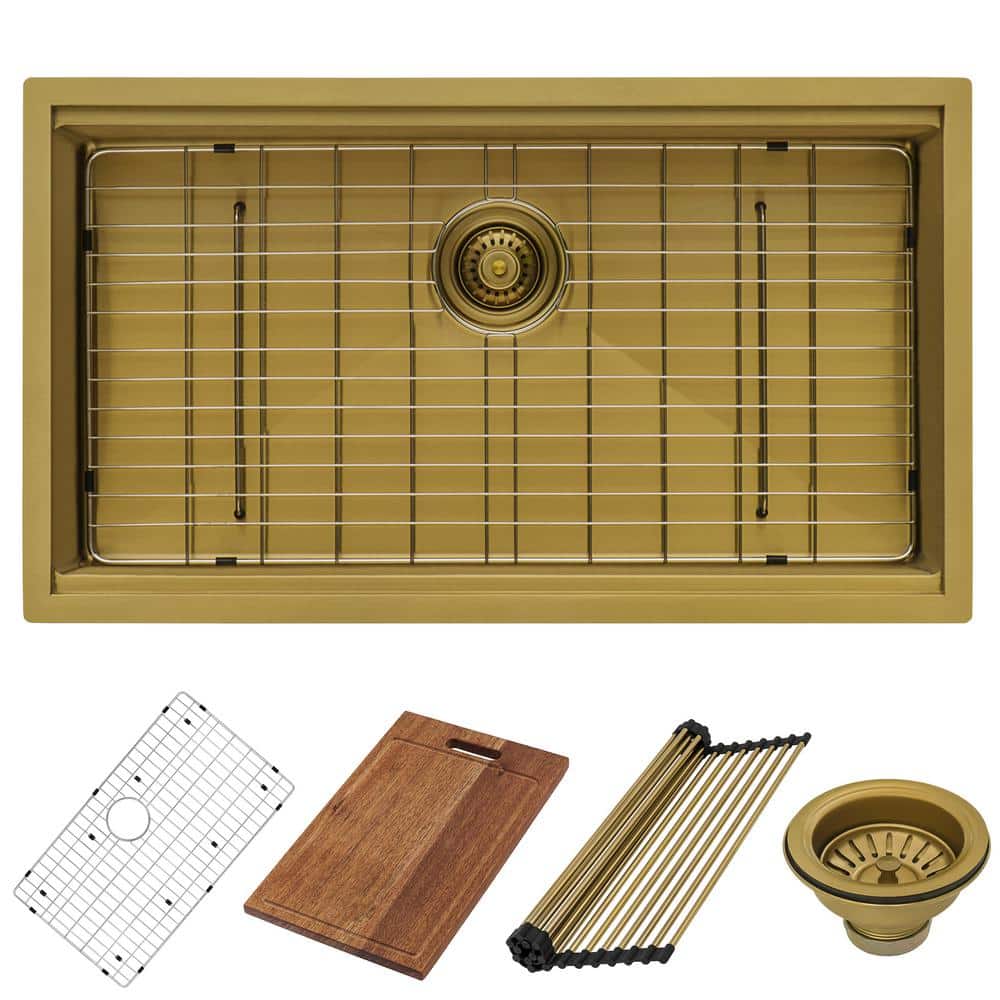 Matte Gold Stainless Steel 27" Workstation Undermount Kitchen Sink