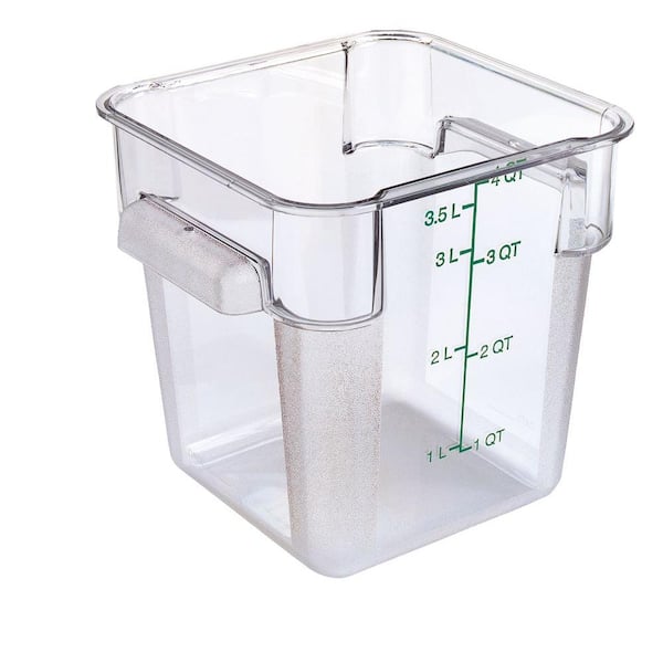 Carlisle 4 qt. Polycarbonate Square Food Storage Container in Clear, Lid not Included (Case of 6)