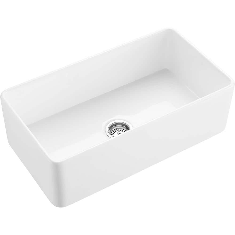 36 in. Apron-Front Sink Single Bowl Farmhouse Fireclay Kitchen Sink Bottom 